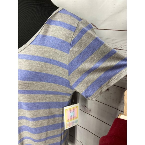 Lularoe Purple‎ Gray Short Sleeve Striped Classic Tee Top NWT Size Medium - Picture 7 of 11